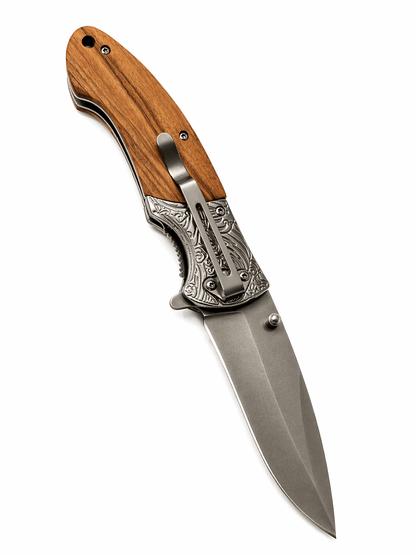 Сгъваем нож Browning с дървена дръжка – EDC и къмпинг