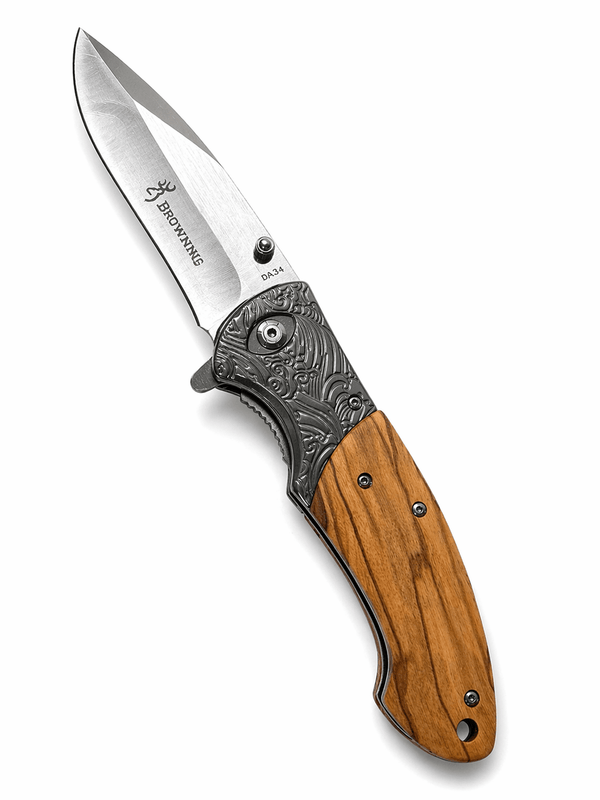 Сгъваем нож Browning с дървена дръжка – EDC и къмпинг